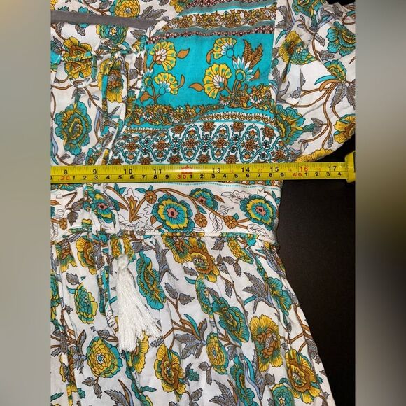 R.Vivimos Women's Long Sleeve Boho Floral Print Mini Tunic Dress Size Small EUC - Picture 5 of 6